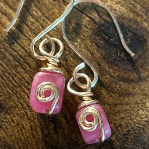 Gold Rose quartz earrings